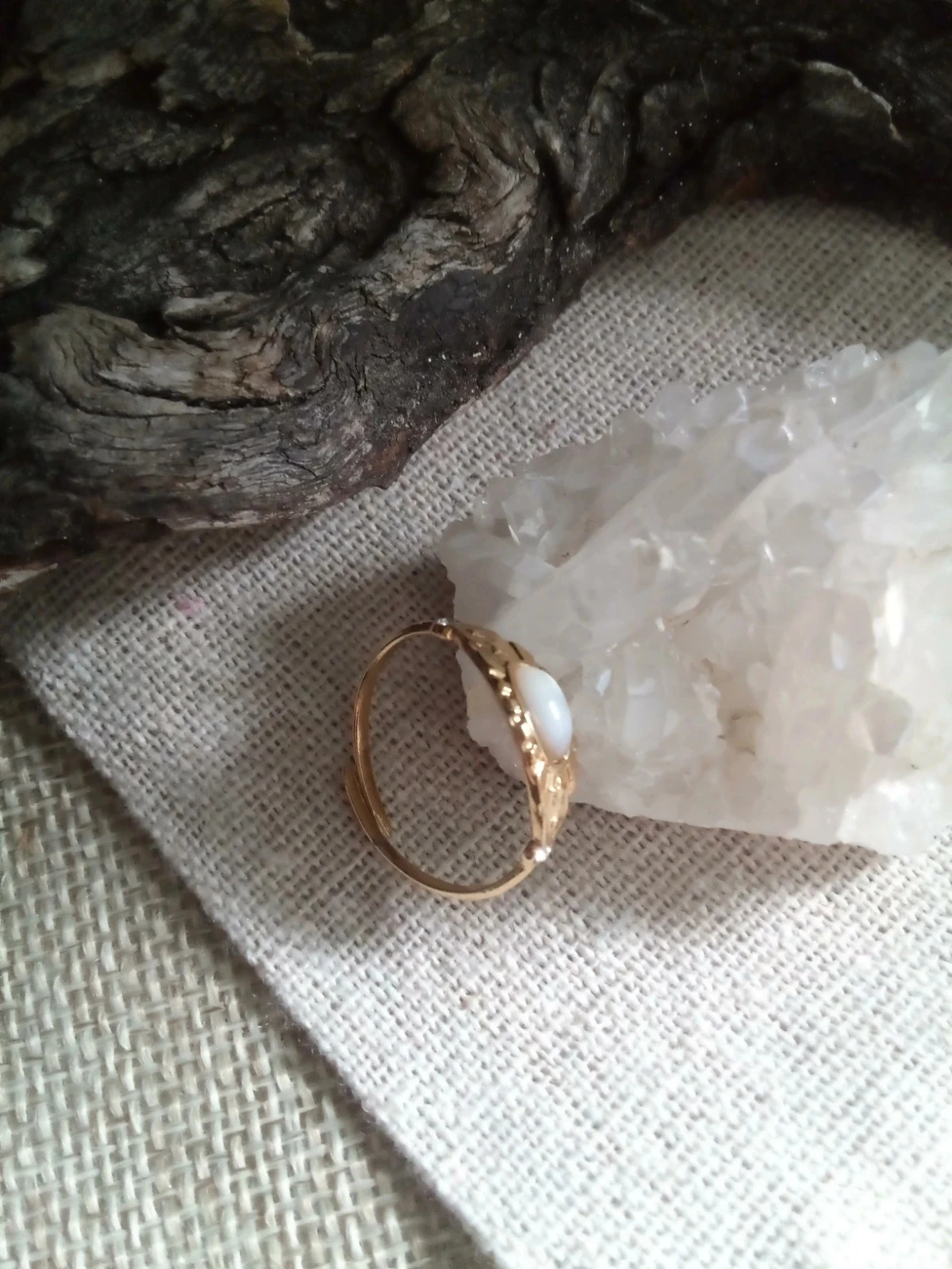 Bague pierre de nacre naturelle – photo 2